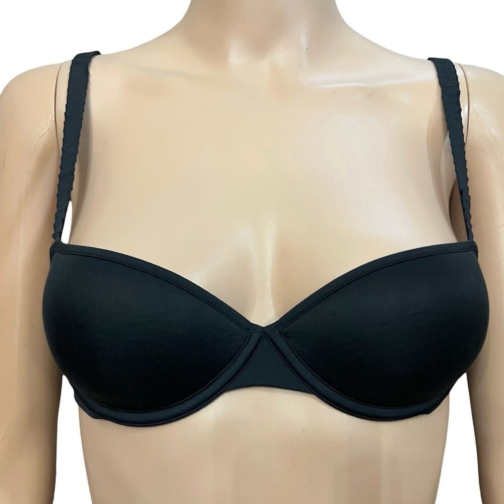 ThirdLove 24/7 Classic Tshirt Bra 34A Black Underwired Lightly Lined Back Close